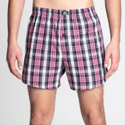 MONT EMILIAN "Nantes" Hombre Americano Calzoncillos bóxer Pack de 2 rosa/cuadros