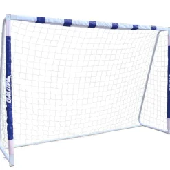 MUWO Portería de fútbol grande de acero 3 x 2 m azul/blanco