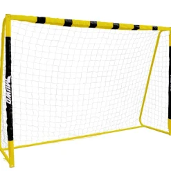 MUWO Portería de fútbol grande de acero 3 x 2 m negro/amarillo
