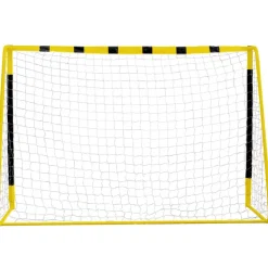MUWO Portería de fútbol grande de acero 3 x 2 m negro/amarillo