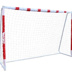 MUWO Portería de fútbol grande de acero 3 x 2 m rojo/blanco