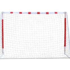 MUWO Portería de fútbol grande de acero 3 x 2 m rojo/blanco