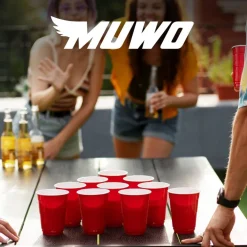 MUWO "Teamplayer" Mesa de beer pong Conjunto con 22 vasos