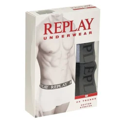 REPLAY Boxer Style Cuff Logo Hombre Calzoncillos bóxer Pack de 2 I101143-N088