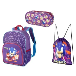 Sonic the Hedgehog Niño De vuelta a la escuela Conjunto 3 piezas. Mochila, Bolso, carpeta 1244561
