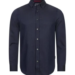 TED BAKER Crotone Herring Hombre Camisa de manga larga 272031-MARINA