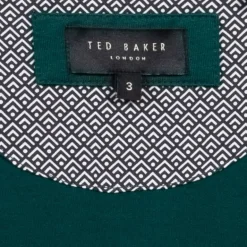 TED BAKER Tortila Stripe Collar Hombre Polo 242808-DK-GREEN