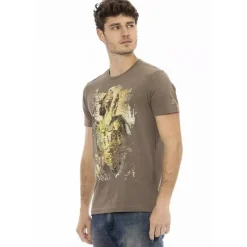 TRUSSARDI Action Hombre Conqueror Camiseta con cuello de pico Marrón 2AT08004