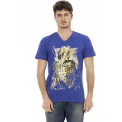 TRUSSARDI Action Hombre Conqueror Camiseta con cuello de pico Azul 2AT108006