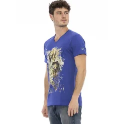 TRUSSARDI Action Hombre Conqueror Camiseta con cuello de pico Azul 2AT108006