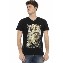 TRUSSARDI Action Hombre Conqueror Camiseta con cuello de pico Negro 2AT108003