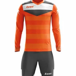 Zeus Argo Conjunto de portero Manga larga Camiseta con pantalones cortos naranja neón gris