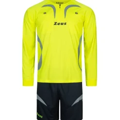 Zeus Hombre Conjunto de árbitro Camiseta con pantalón corto Amarillo Neón