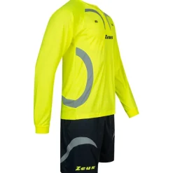 Zeus Hombre Conjunto de árbitro Camiseta con pantalón corto Amarillo Neón