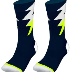 Zeus Thunder calcetines largos especiales de entrenamiento azul marino amarillo neón